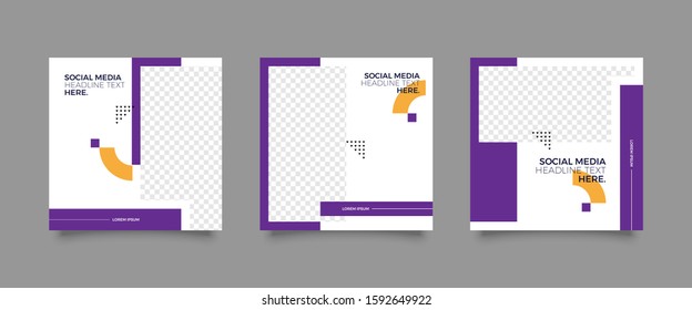 Editable square abstract geometric banner template for social media post.  Promotion Brand Fashion. Stories. Marketing. Vector Illustration 