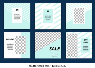 Editable square abstract geometric shape banner template. Turquoise frame color in white background. Minimal design background vector illustration for social media post, stories, story, brochure.
