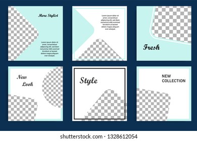 Editable square abstract geometric shape banner template. Turquoise frame color in white background. Minimal design background vector illustration for social media post, stories, story, brochure.