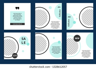 Editable square abstract geometric shape banner template. Turquoise frame color in white background. Minimal design background vector illustration for social media post, stories, story, brochure.