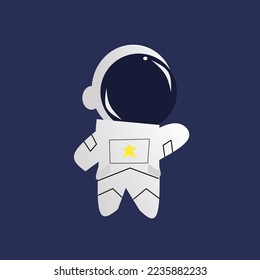 Editable square Astronaut illustration, with  blue background color. Suitable for social media post, and web design. Vector illustration.