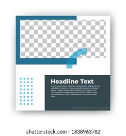 Editable square background. Modern social media post template with blue shape. Usable for social media post and web internet ad