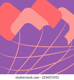 Editable square background template for social media post. Abstract vector banner with clouds