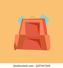 Editable square bag illustration, with orange background color. Suitable for social media post, and web design. Vector illustration.