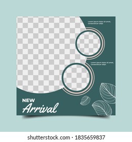Editable square banner design. Minimalist furniture post template vector design with photo collage. Usable for social media, background and internet ad