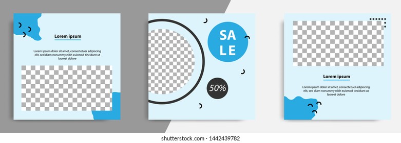 Editable square banner layout template - abstract, minimal, modern design background in blue color with wave, circle shape. Suitable for social media post, stories, story, flyer. Vector illustration