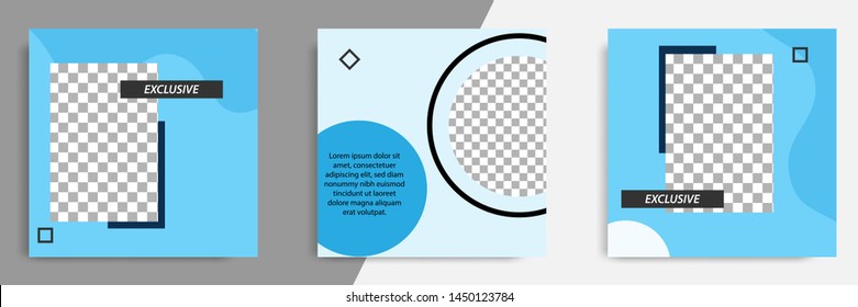 Editable square banner layout template - abstract, minimal, modern design background in blue color with wave, circle shape. Suitable for social media post, stories, story, flyer. Vector illustration