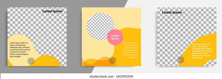Editable square banner layout template - abstract, minimal, modern design background in yellow color with wave, circle shape. Suitable for social media post, stories, story, flyer. Vector illustration