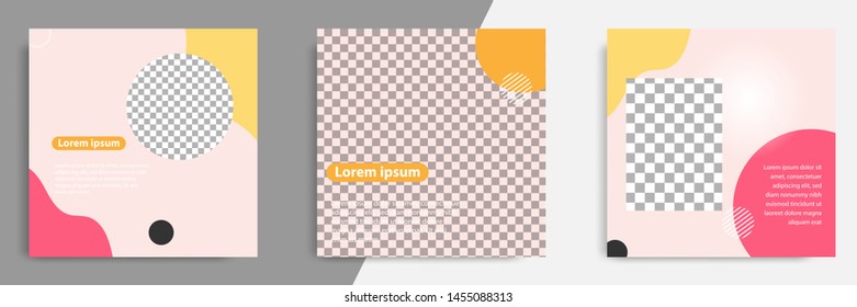 Editable square banner layout template - abstract, modern design background in pink yellow color with wave, circle shape. Suitable for social media post, stories, story, flyer. Vector illustration