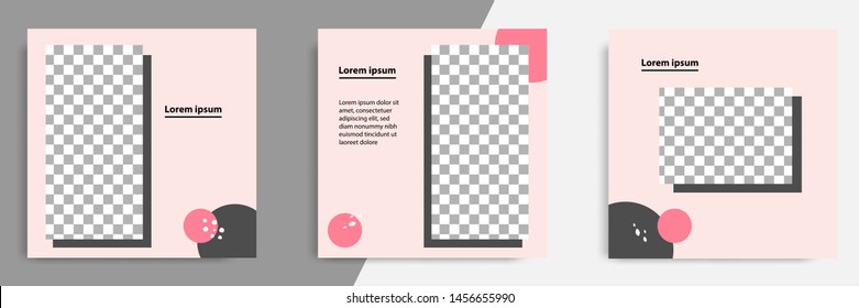 Editable square banner layout template - abstract, modern design background in pink black color with wave, circle shape. Suitable for social media post, stories, story, flyer. Vector illustration