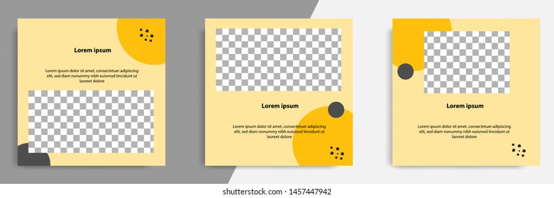 Editable square banner layout template - abstract, modern design background in orange yellow color with wave, circle shape. Suitable for social media post, stories, story, flyer. Vector illustration