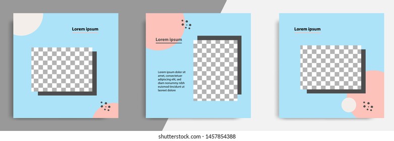 Editable square banner layout template - abstract, modern design background in peach blue color with circle shape. Suitable for social media post, stories, story, flyer. Vector illustration