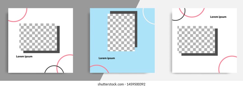 Editable square banner layout template - minimal modern design background in blue color with circle line shape. Suitable for social media post, stories, story, flyer. Vector illustration