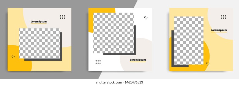 Editable square banner layout template - minimal modern design background in yellow color with orange, white circle  shape. Suitable for social media post, stories, story, flyer. Vector illustration