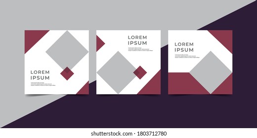 Editable square banner layout template - abstract, minimal, modern design background in purple color with rectangle shape.
