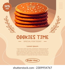 Editable square banner minimalist aesthetic template design for food post on Instagram. Suitable for Social Media Post Restaurant and culinary digital promotions. Banner design with illustrations.