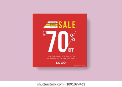 Editable square banner template for ad. Suitable for social media post for promotion.