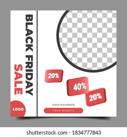 Editable square banner template. Black friday social media post template. Perfect for social media post, internet ads. Flat vector design with photo collage.