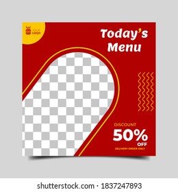 Diseño de plantillas de banner cuadrado editable con tema de entrega de alimentos. Vector de fondo de diseño plano aislado. Usable para publicaciones en medios sociales, antecedentes y anuncios en internet