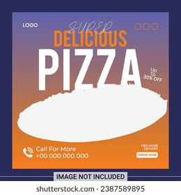 editable square banner template design with pizza theme. Flat design background vector isolated. Usable for social media restaurant, food store and culinary promotion
