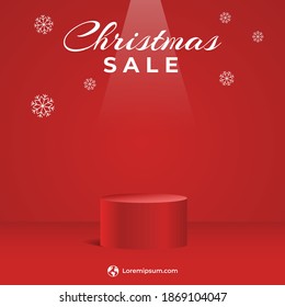 Editable square banner template. Illustration of podium, stage, tribune, pedestal and platform. Usable for presentation product in social media, banner and web internet ads.