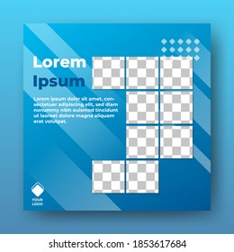 Editable square banner template. Modern social media template design. Blue color banner with abstract shape light. Usable for social media feed, banner and internet ads.