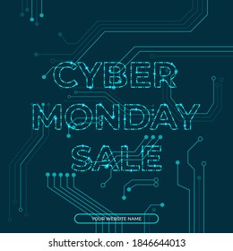 Editable square banner template. Social media post template cyber Monday sale. Usable for social media post , banner and web internet ads. Flat vector design isolated