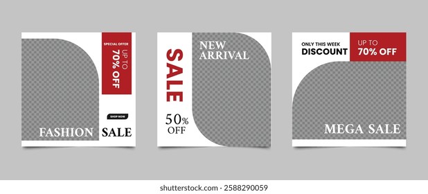 Editable square banner template for social media post and web advertisement. Fashion sale layout banner design. Vector illustration