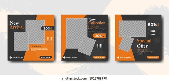bearbeitbare quadratische Banner-Vorlagen für schwarze Hintergründe Social-Media-Beiträge Modewerbung Web-Werbung etc.