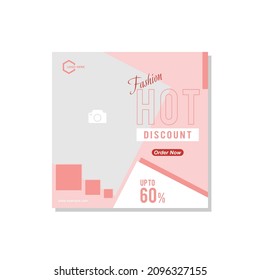 Editable square banner template.white and pink background color most suitable for social media post and web internet ads.Vector illustration with photo college