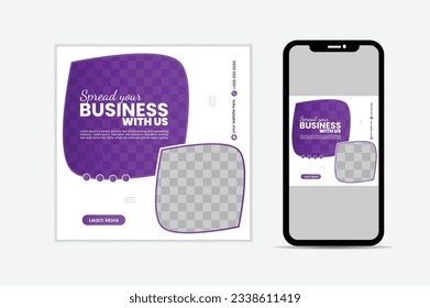 Plantilla de diseño de banner web de negocios cuadrados editable. Adecuado para publicaciones en medios sociales, historias y anuncios web. Ilustración vectorial con espacio para agregar imágenes.