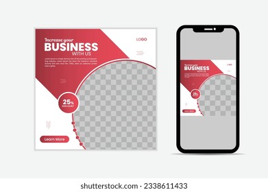 Bearbeitbare quadratische Business-Web-Banner-Design-Vorlage. Geeignet für Social-Media-Beiträge, Geschichten und Web-Werbung. Vektorgrafik mit Leerzeichen zum Hinzufügen von Bildern.