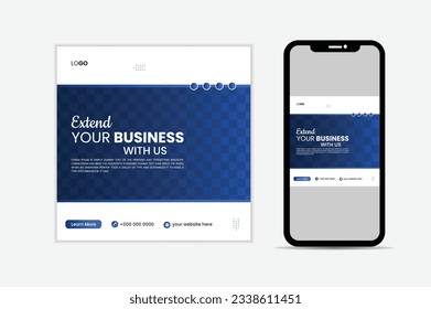 Editable square business web banner design template. Suitable for social media posts, stories, and web ads. Vector illustration with Space to add pictures.