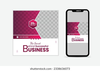 Editable square business web banner design template. Suitable for social media posts, stories, and web ads. Vector illustration with Space to add pictures.