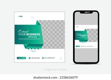 Editable square business web banner design template. Suitable for social media posts, stories, and web ads. Vector illustration with Space to add pictures.