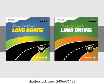 Editable Square Car Social Media Post Template. Modern and Creative Design for Car Rentals, Automotive Marketing, Promotional Announcements with Geometric Vector Elements for Stories and Internet ads