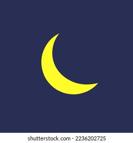 Editable square Crescent moon illustration, with  blue background color. Suitable for social media post, and web design. Vector illustration.