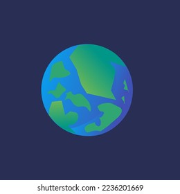 Editable square earth illustration, with  blue background color. Suitable for social media post, and web design. Vector illustration.