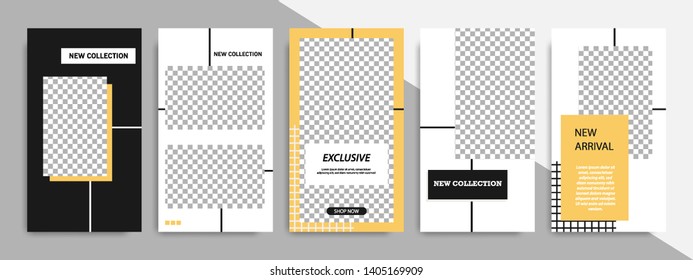 Editable square frame banner template for social media post. Golden yellow black and white geometric shape. Minimal modern design background vector illustration