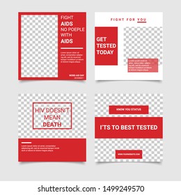 Editable square social media post template. Aids day. Minimalist design. Vector illustration