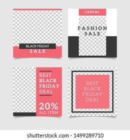 Editable Square Social Media Post Template. Black Friday Sale. Minimalist Design. Vector Illustration
