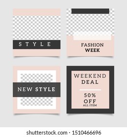 Editable square social media post template. Minimalist design. Vector illustration