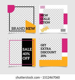 Editable square social media post template. Minimalist design. Vector illustration