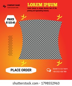 Editable square social media post template Vector illustration. Red and yellow gradient background color. use web and social media ads. USE your photo 