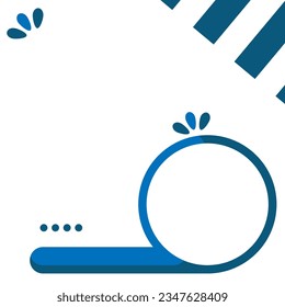 Editable square template social media post. Blue and white color rounded circle shape on white background.