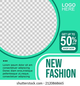 editable square template,Green background color with stripes shape suitable for social media posts and web internet advertising.vector illustration