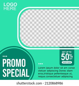 editable square template,Green background color with stripes shape suitable for social media posts and web internet advertising.vector illustration