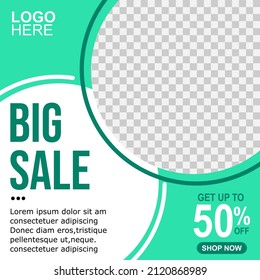 editable square template,Green background color with stripes shape suitable for social media posts and web internet advertising.vector illustration