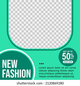 editable square template,Green background color with stripes shape suitable for social media posts and web internet advertising.vector illustration
