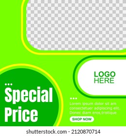 editable square template,Green background color with stripes shape suitable for social media posts and web internet advertising.vector illustration

